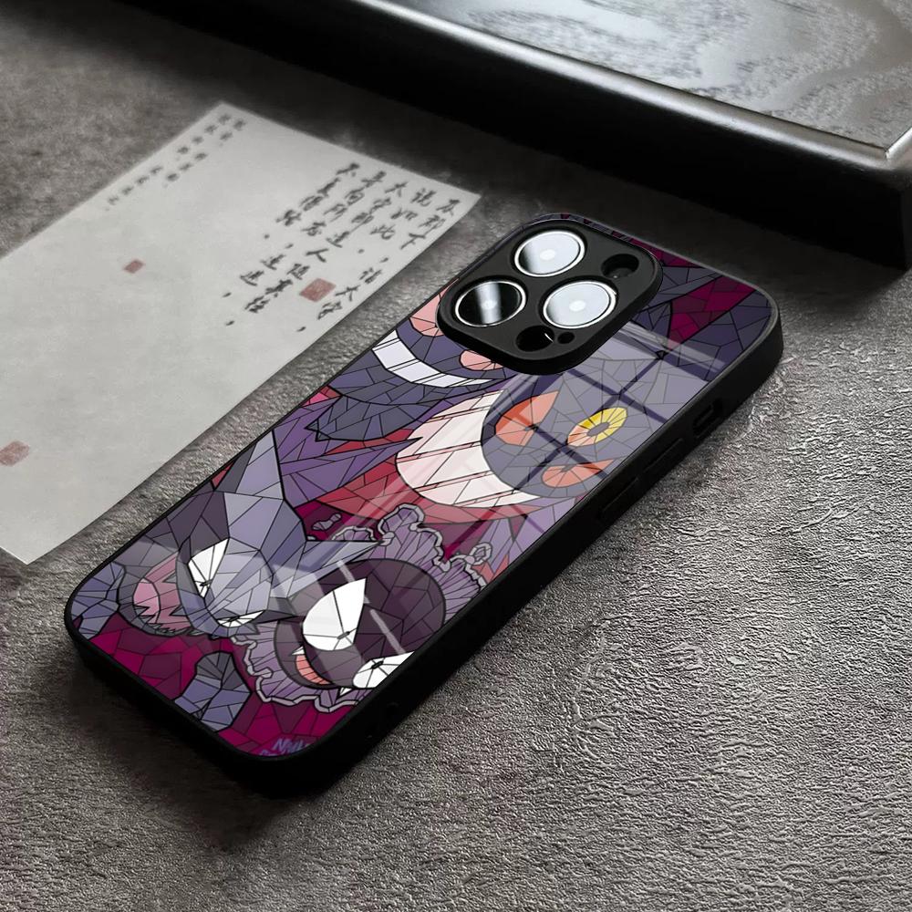 Phone Case For IPhone 17 Pro Max 14 Pro 15 12 11 13 Mini X XR XS 16 Plus SE Glass Cover Anime Pokemons Gengar