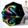Colorful Swan Automatic Opening/Closing Umbrella with Foldable Design, Iron Frame Outdoor Rain Gear for Fans, Travelers, Daily Use, Festival