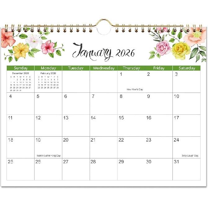 2026 Wall Calendar - 2026 Calendar Runs from January 2026 to December 2026, 8.5" x 11", Floral Calendar for Wall or Desk, Feminine Design for Office,