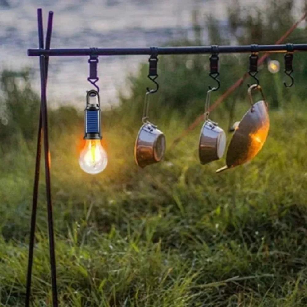 Solar LED Camping Lantern USB C Rechargeable Portable Tent Light Waterproof Handheld Hanging Lamp Outdoor For Fishing BBQ Hiking