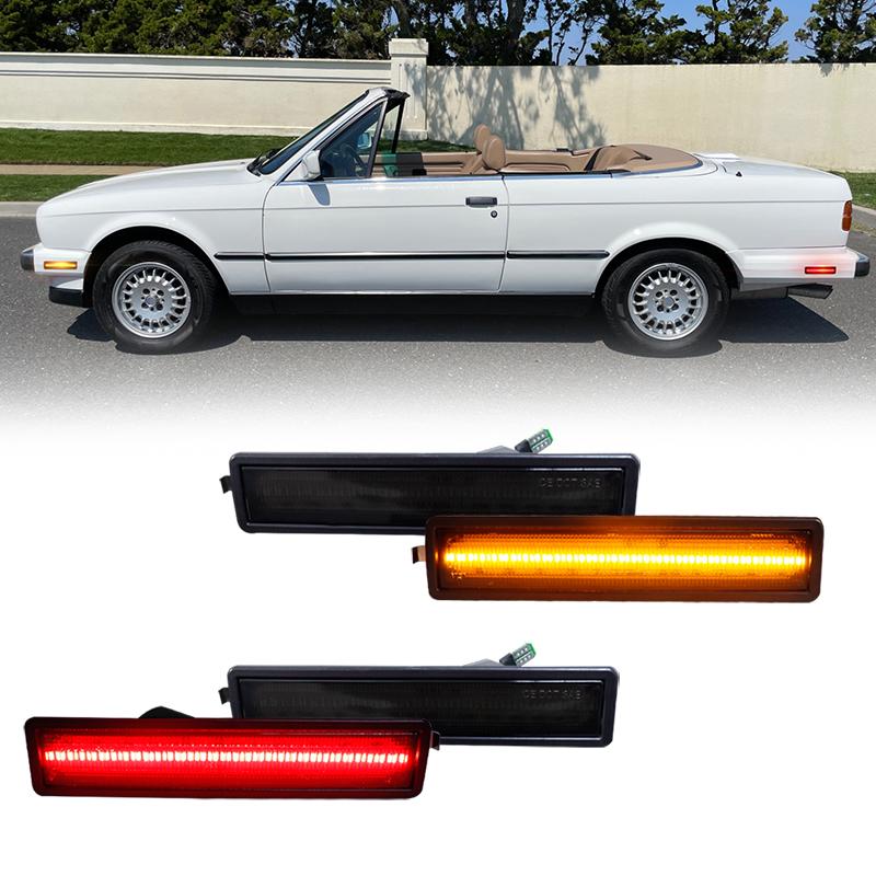 GTINTHEBOX Smoke White LED Front & Rear Bumper Side Marker Light For Bmw E30 3 E34 5 Series