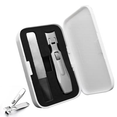 LONGAIXIN Premium Stainless Steel Nail Clipper Set with Extra Large Nail and Storage Case Suitable for Hands and Unisex Splash-Proof Design, Opening,