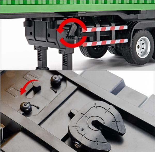 Huina Toys 1317 Scale 9Ch RTR Chassis Type 40ft Marine Container Trailer Radio Control 1/18 2.4GHz 3-Axis Head, 3-Axis (Green)