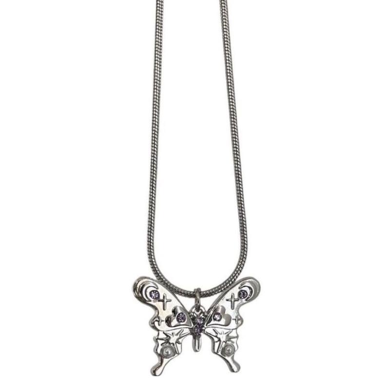 

Fashion Sweet Cool Flower Star Butterflies Pendant Necklaces for Women Vintage Elegant Snake Chains Necklace Y2K Jewelry 1