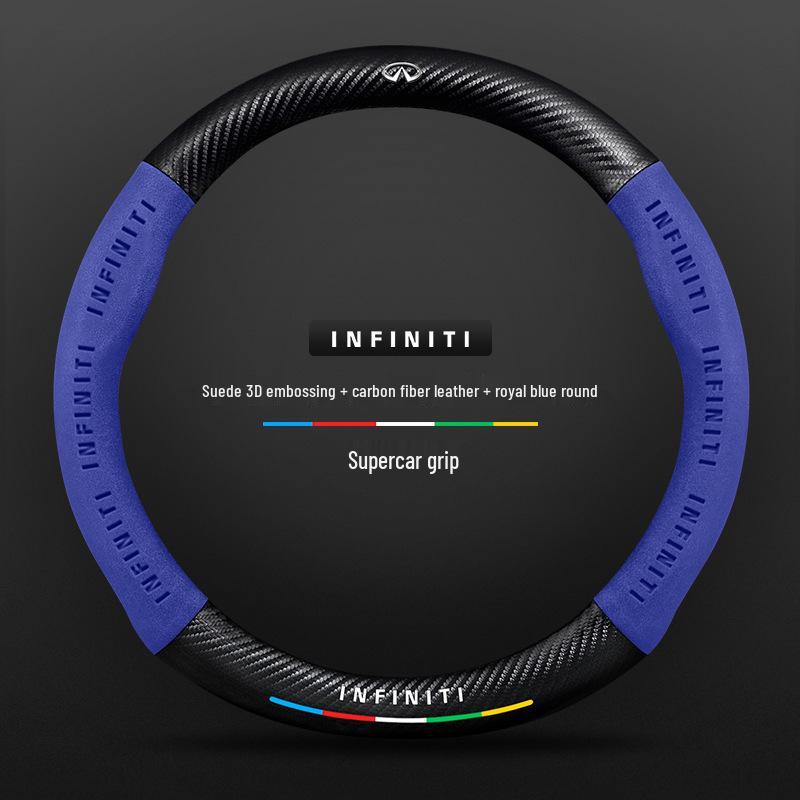 Infiniti Steering Wheel Cover, Suede Carbon Fiber, All-Season, Breathable 38cm