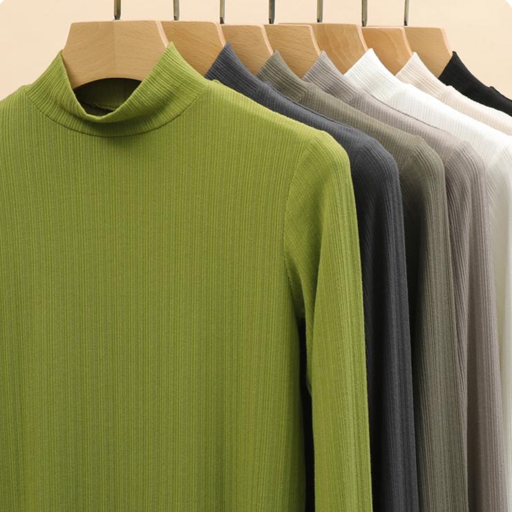 Schlanker Pullover für Damen Herbst und Winter mit Rollkragenpullover darunter Langärmliger lässiger und einfacher Strickpullover für Damen