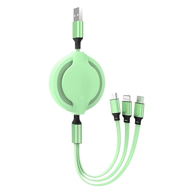 1Pcs 3 in 1 USB Car Charging Cable Retractable Charger Cable For Mitsubishi Lancer ASX Outlander Pajero Carisma L200 Galant EVO