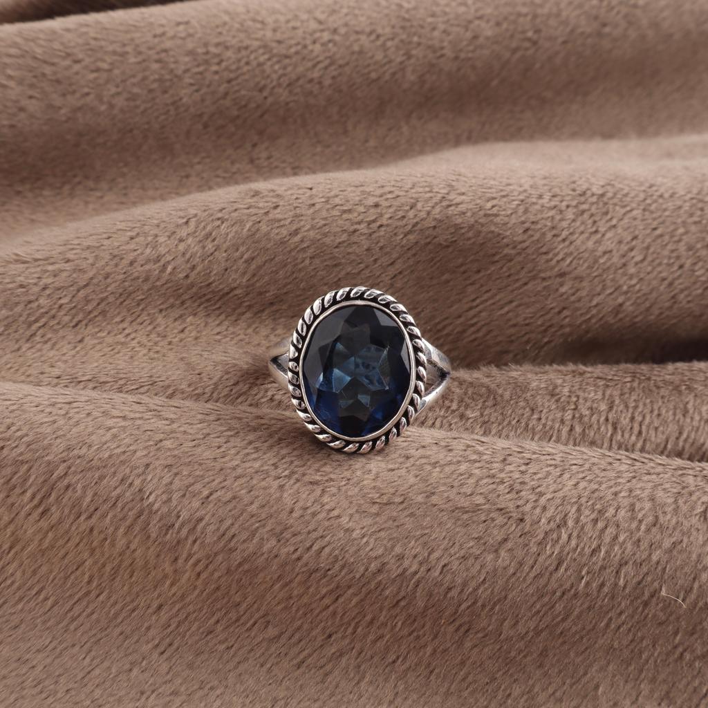 London Blue Topaz Gemstone 925 Sterling Silver Statement Jewelry Pretty Ring Engagement Gift RR-84-16