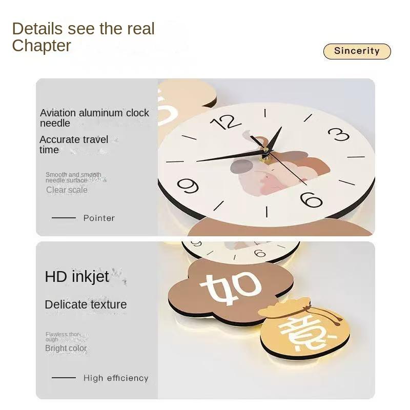 High End Watch MDF+Iron+Acrylic Material Silent Movement Wall Clock Fashion Cream Style Living Room Clock Clock