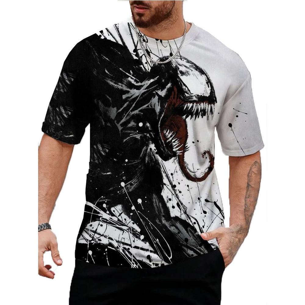 Venom Print T-Shirt Summer Round Neck Tops 3D T-Shirt Male Casual Stylish Short Sleeve Clothing Fashion Trend Street Wear