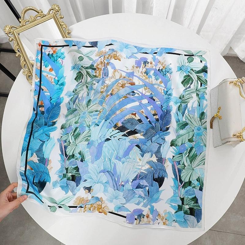68*68cm 100% Mulberry Silk Scarf Luxury Printed Square Shawl Elegant Lightweight Soft Summer Fashion Accessory Women