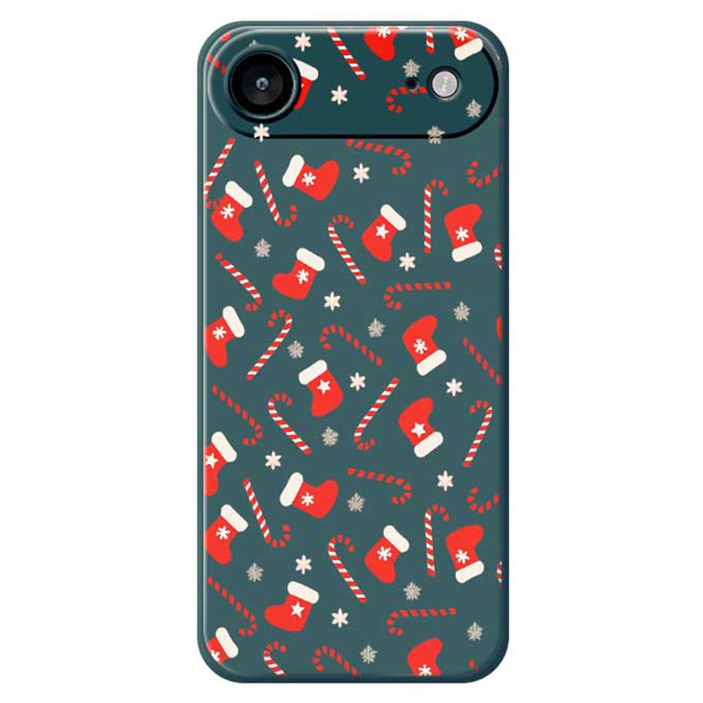 For iPhone 17 Air Case Red Canes and Stockings Pattern Printing Straight Edge TPU Phone Back Cover