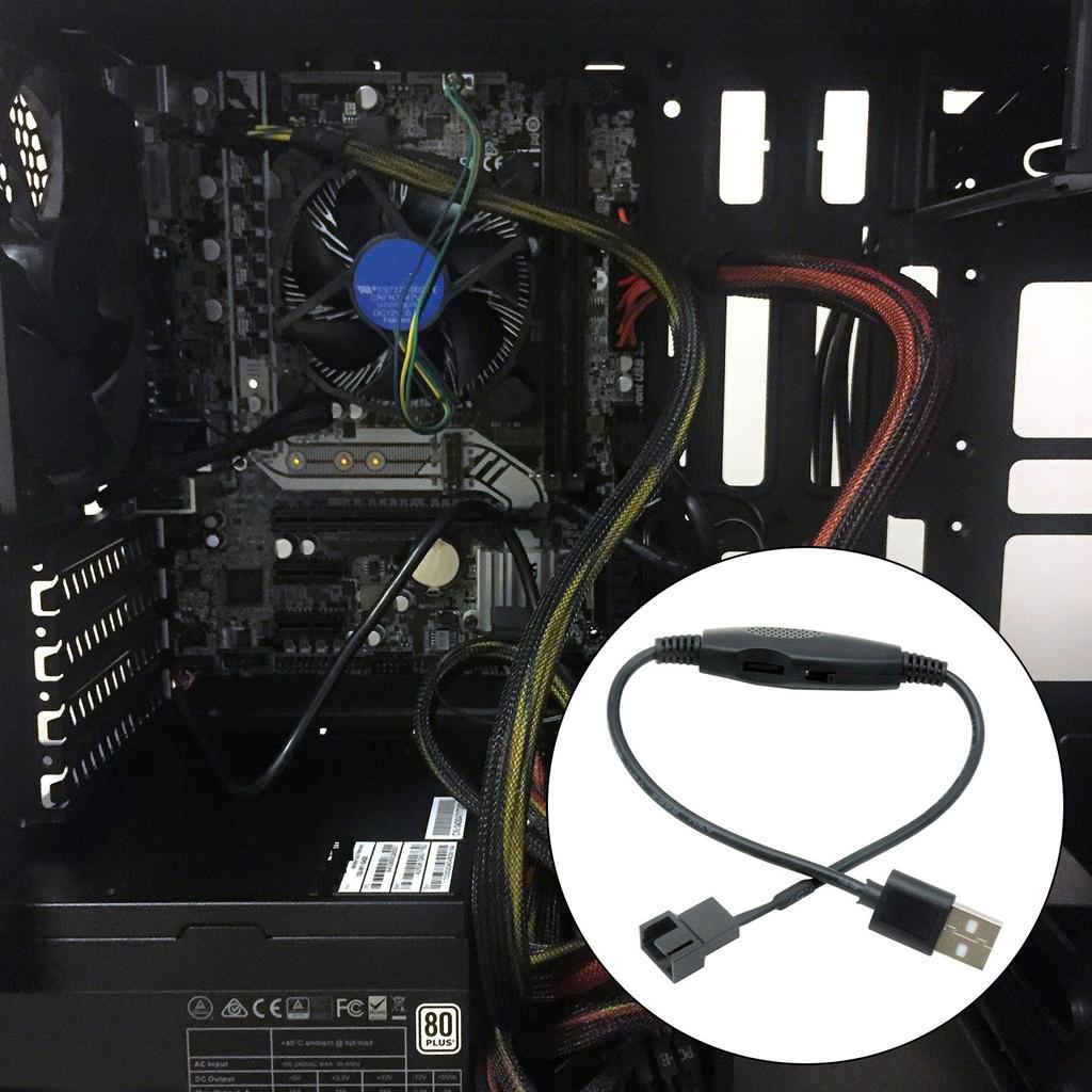 USB To 4Pin PWM 5V To 12V Boost Line USB Sleeved PC Fan Power Adapter Connector Converters Cable with Adjust Switches
