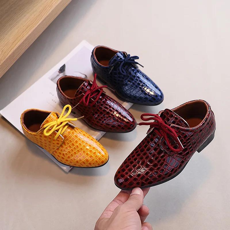 Children's Leather Shoes Pointed Toe Versatile Boys School Formal Performance Shoes Fashion Non-slip Kids Causal Uniform Flats
