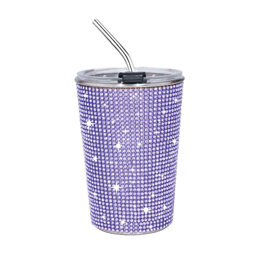 Bling Glitter Coffee Mug Sparkling Stainless Steel Water Bottle Rhinestone Water Cup  Office