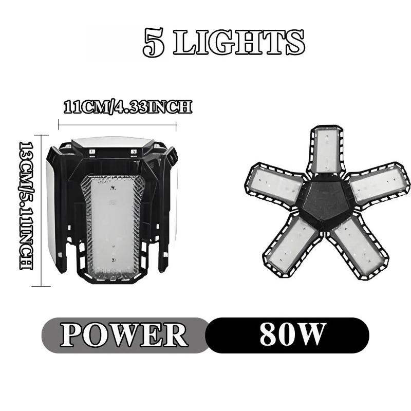 LED Garage Lights with 6+1/8+1/10+1 Adjustable Panels E26/E27 Ceiling Shop Work Lamp 150W 6500K Bulb for Workshop Industrial Lighting