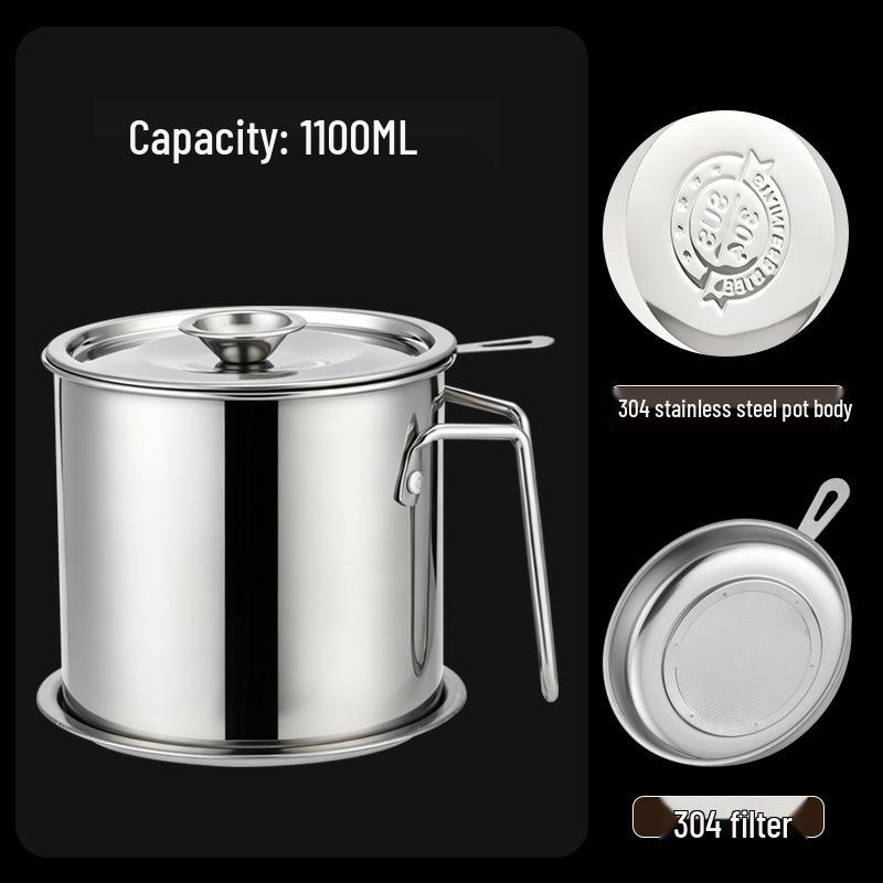 Multi-purpose Stainless Steel Oil Filter Pot with Large Capacity for Kitchen