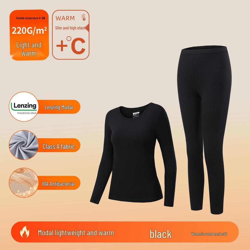 Class A Lenzing Modal 80-Count Warm Base Layer Set: Men's & Women's Autumn Heat-Generating Skinwear