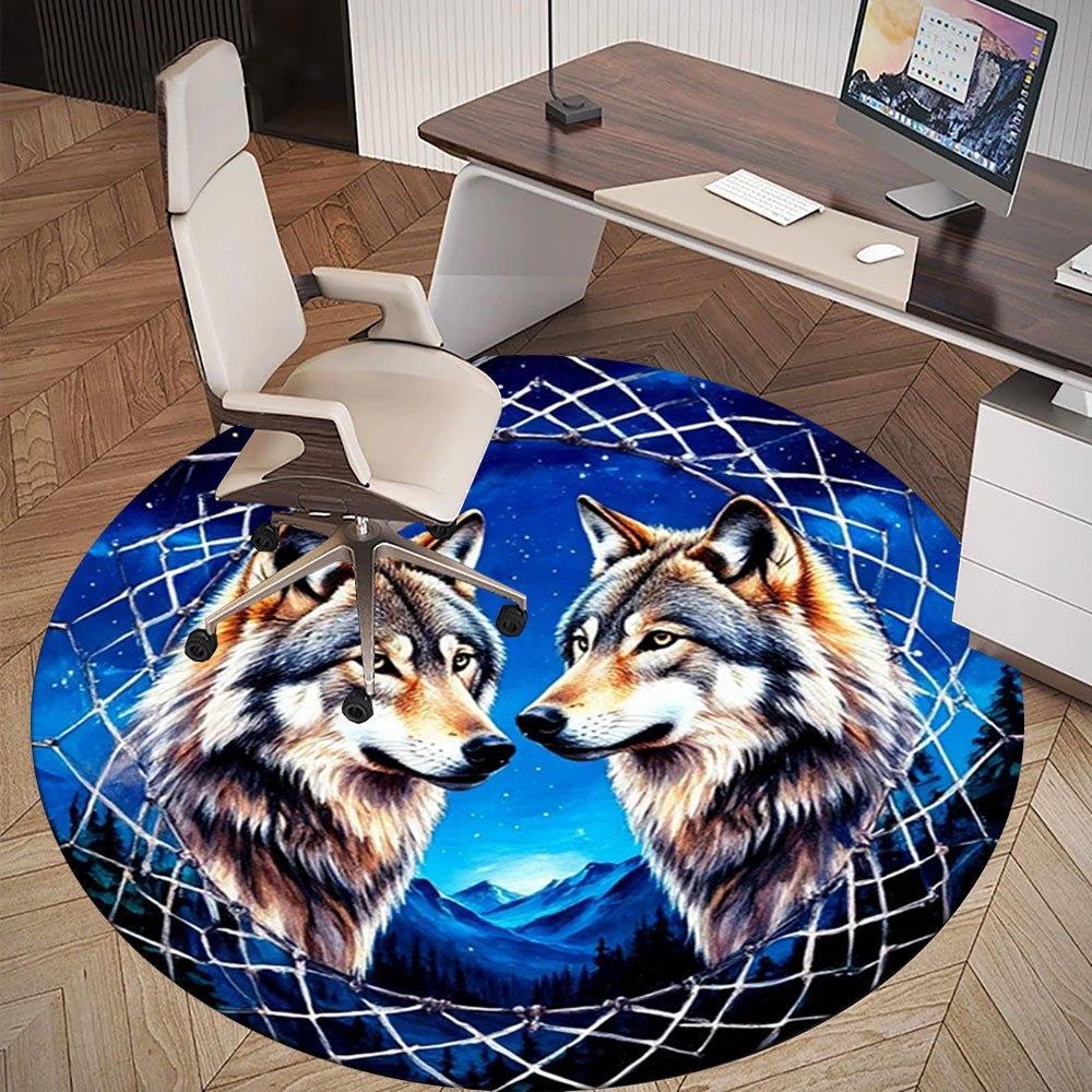 Wolf Dreamcatcher Wall Art: Nature's Guardian DecorRound Non-Slip chair mat chair carpet for office Rugs for Office Decor Gift For Valentine's Day Mot