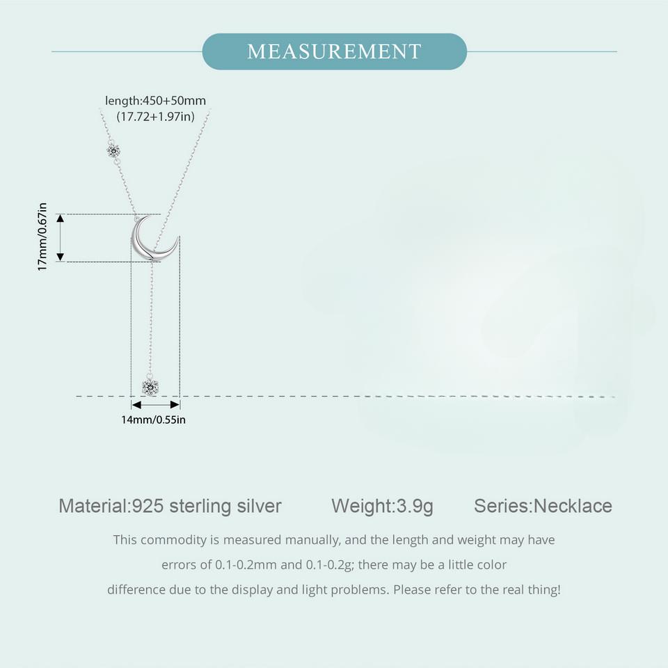 S925 Sterling Silber Y-Form Mond Anhänger Halskette Wassertropfen Zirkon Halskette für Frauen Jahrestag Geschenk Edlen Schmuck
