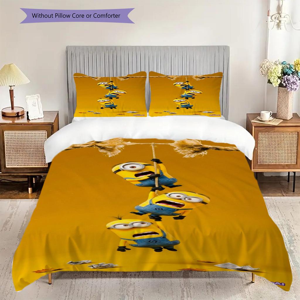 Despicable Minions Wallpapers Threepiece Set 1 Duvet Cover 2 Pillowcase Without Core Duvet Cover And Pillowcase Christmas Birthday Gift