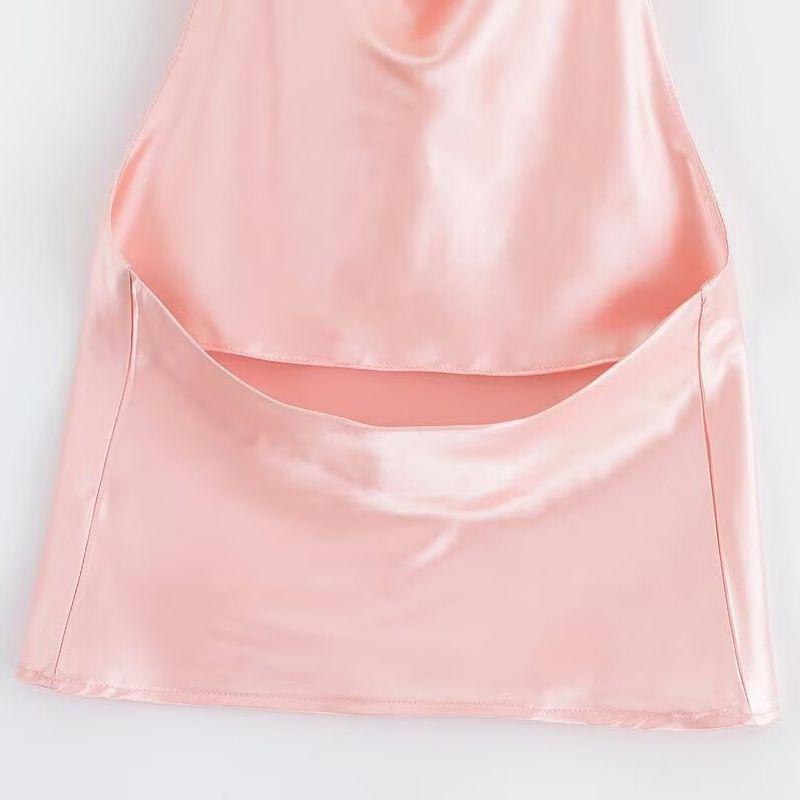 Kaslead New Women clothes Western Style Silk Segment Texture Backless Top Skirt 3203317 10317