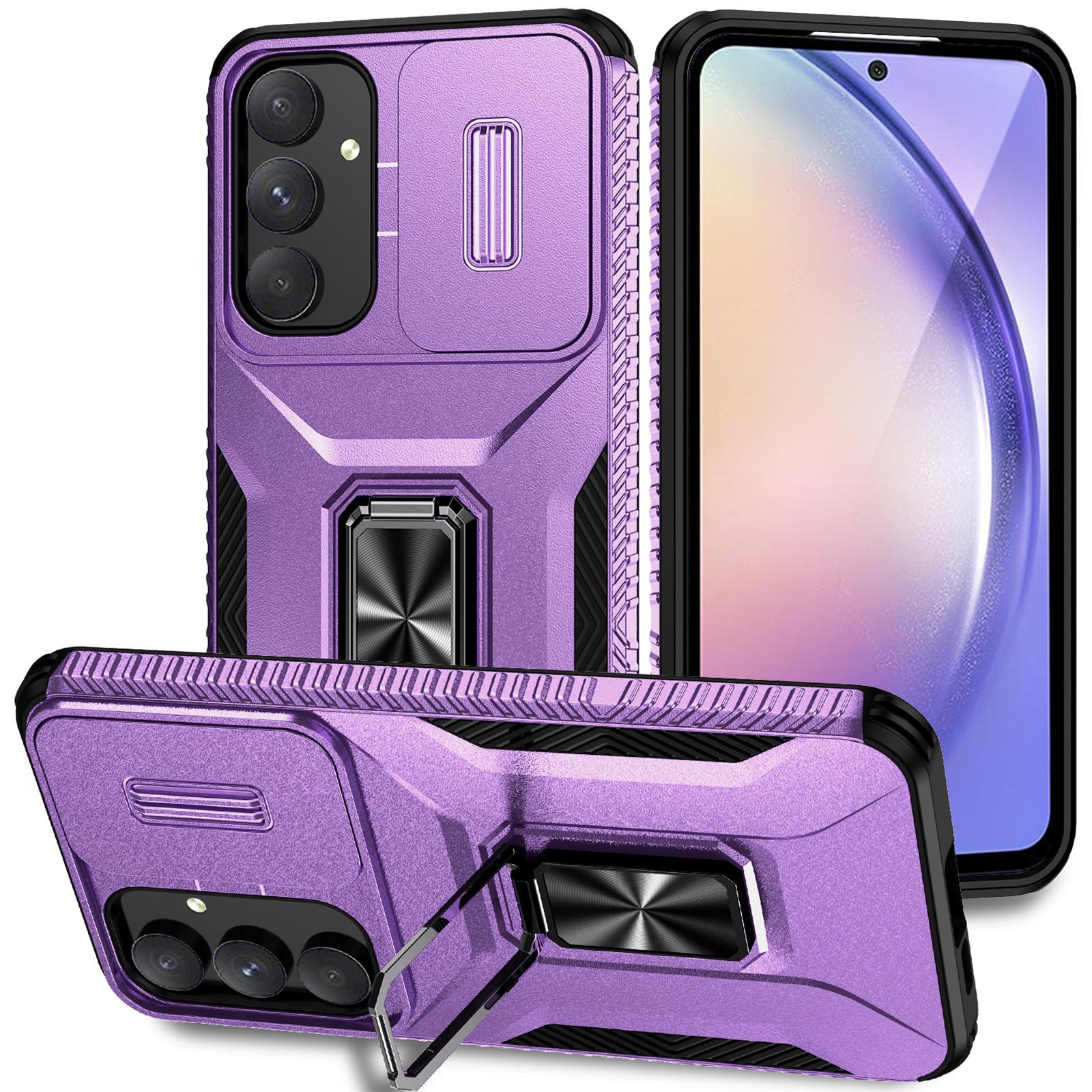 

For Samsung Galaxy A55 5G Case TPU+PC Camera Lens Protection Kickstand Phone Cover Purple
