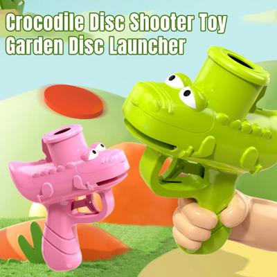 Cartoon Krokodil Disc Launcher Spielzeug mit 15 EVA Hinterhof Scheiben Outdoor Garten Kinder Rasen Park Flying Disc