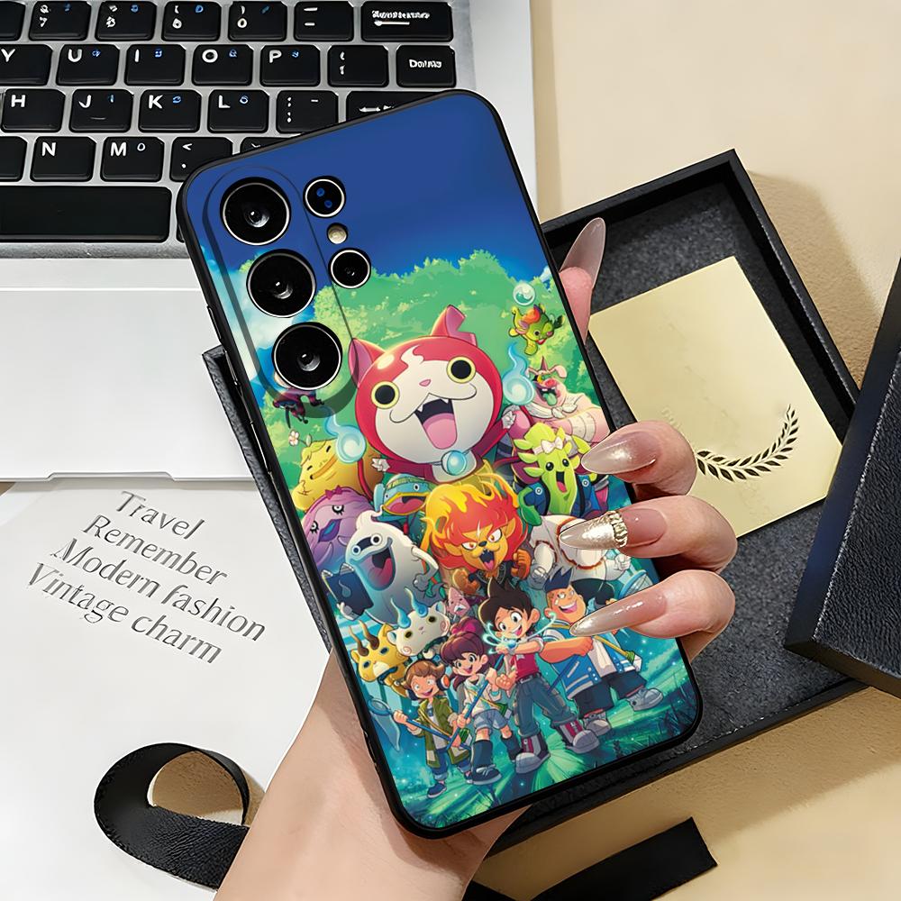 

Komasan Buchinyan Y-Yo Kai W-Watch Phone Case For Samsung S26 S25 S24 FE S23 S22 S21 Plus S20 Ultra Note20Ultra Black Soft Shell Galaxy S21 FE 5G