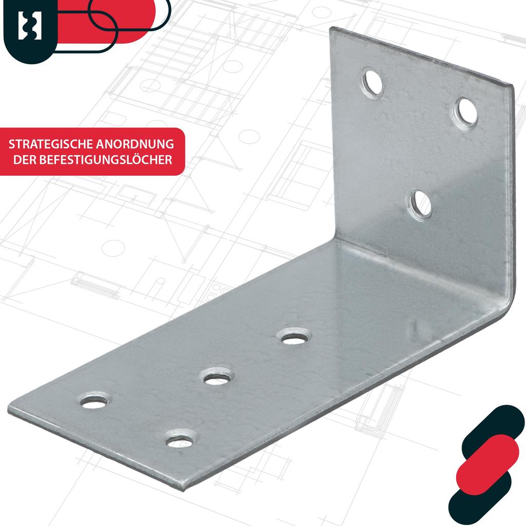 Carpenter's Angle, Construction Connector, Galvanized Steel, 40 X 80 X 40 MM