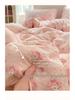 G5Z25 Jacquard Four-Piece Nude-Sleep Bedding Set with Cloud-Feel Double-Layer Gauze  for Girls, Includes Duvet Cover and Fitted Sheet