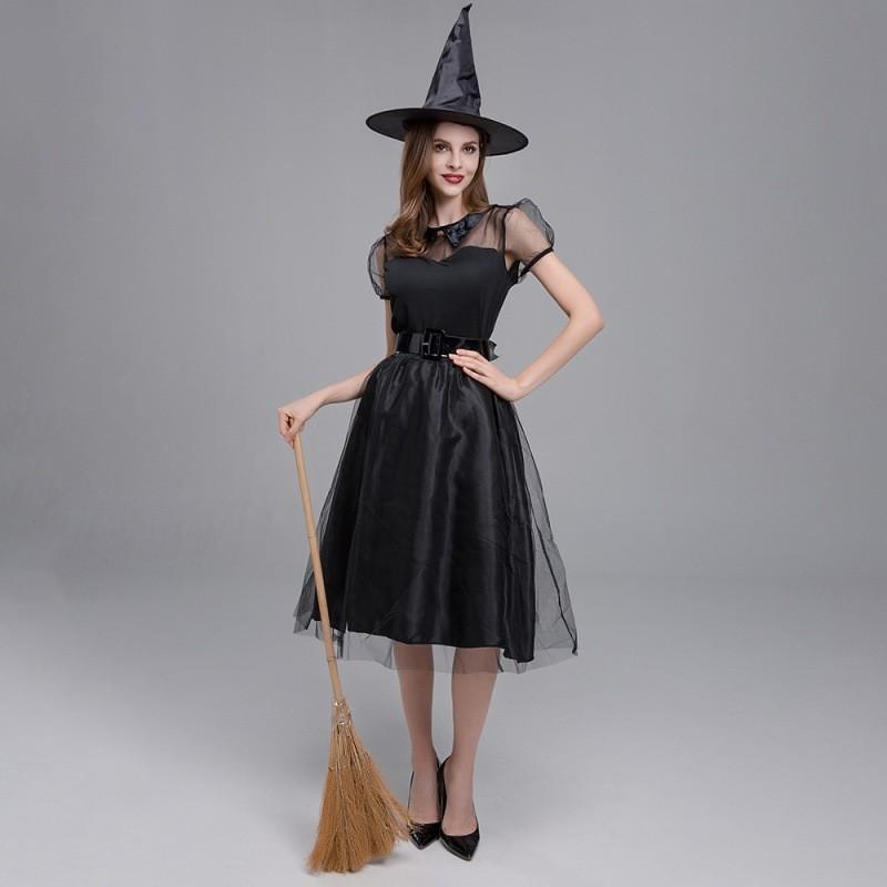 Elegant Witch Costume For Women With Mystical Polyester Fabric In Size M L Xl