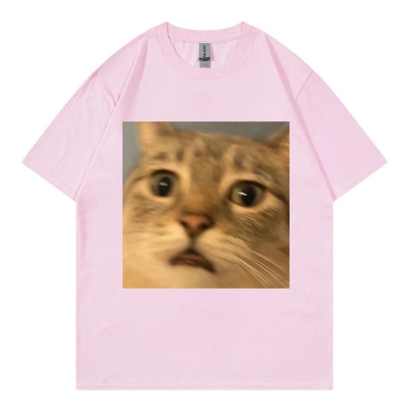Surprised Cat Face Funny Meme Graphic T Shirts Unisex Unisex Casual Cotton Short Sleeve Tshirts Summer Fashion Oneck Loose Tshirt