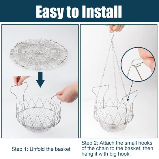 Hanging Chicken Feeder Large Poultry Vegetable Fruits Feeding Basket with Hanging Chain Veggie Treat Ball for Chicken Coop Accessories