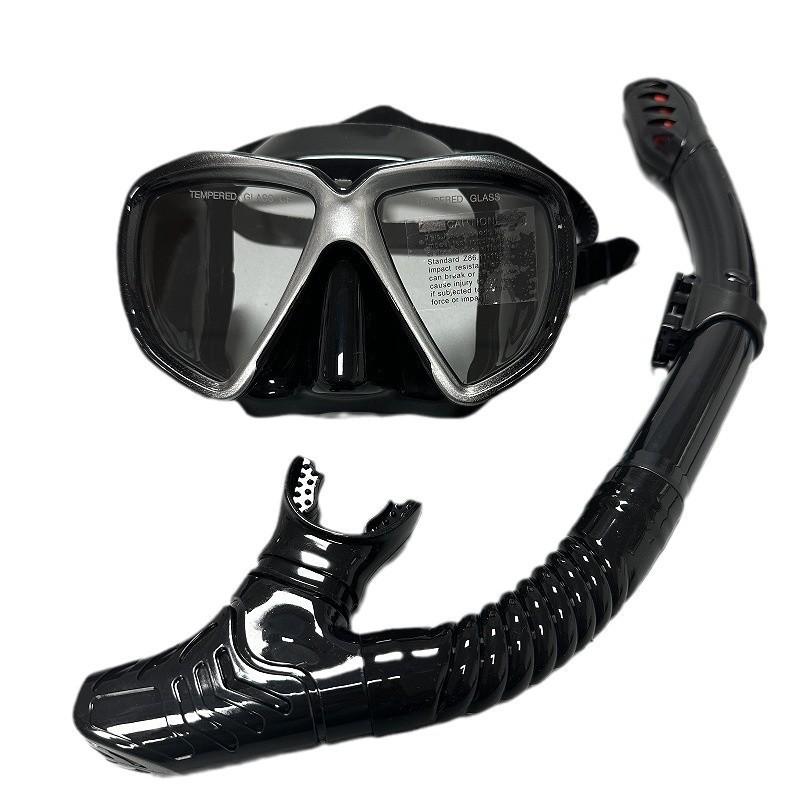 Scuba Diving Mask Snorkel Set for Adults Tempered Glass Professional Panoramic Snorkeling Gear Swimming Training Snorkel Kit QY367+198