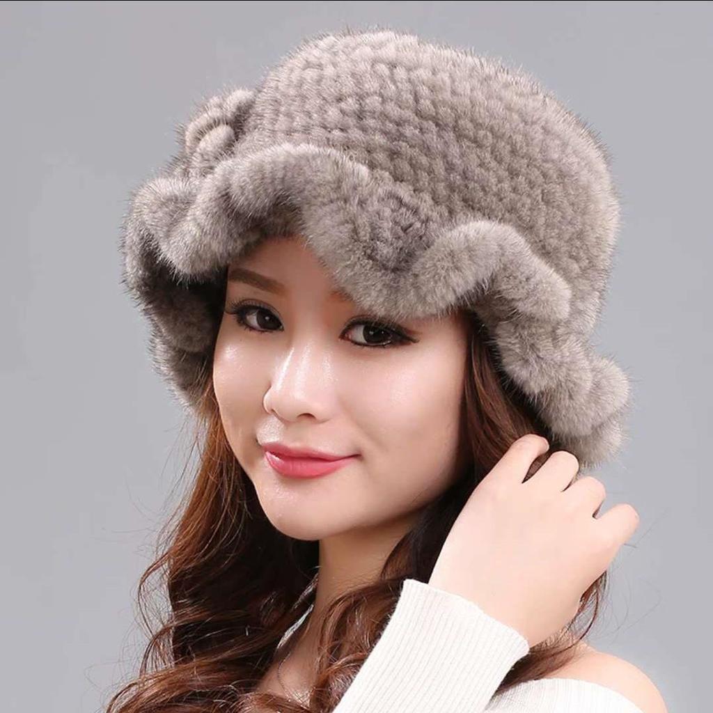 New Mink Fur Hat Women's Winter Mink Fur Women's Winter Hat Thick Versatile Warm Fashion Fur Hat Women's Winter