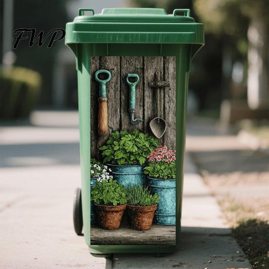 Trash Can Labels Stickers Self-Adhesive Waterproof Outdoor Garbage Bin Decoration Decals Simulation Animal Plant Themes Weather-Resistant