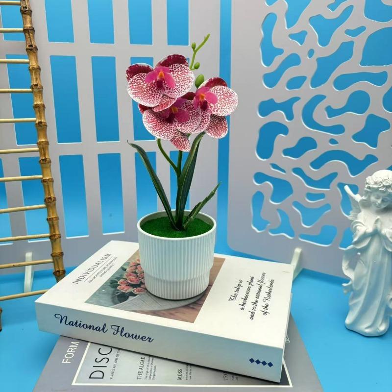 

Искусственный трехцветковый фаленопсисИскусственное горшечное растение Искусственное зеленое растение Бонсай Искусственное цветочное украшение Wen Zi