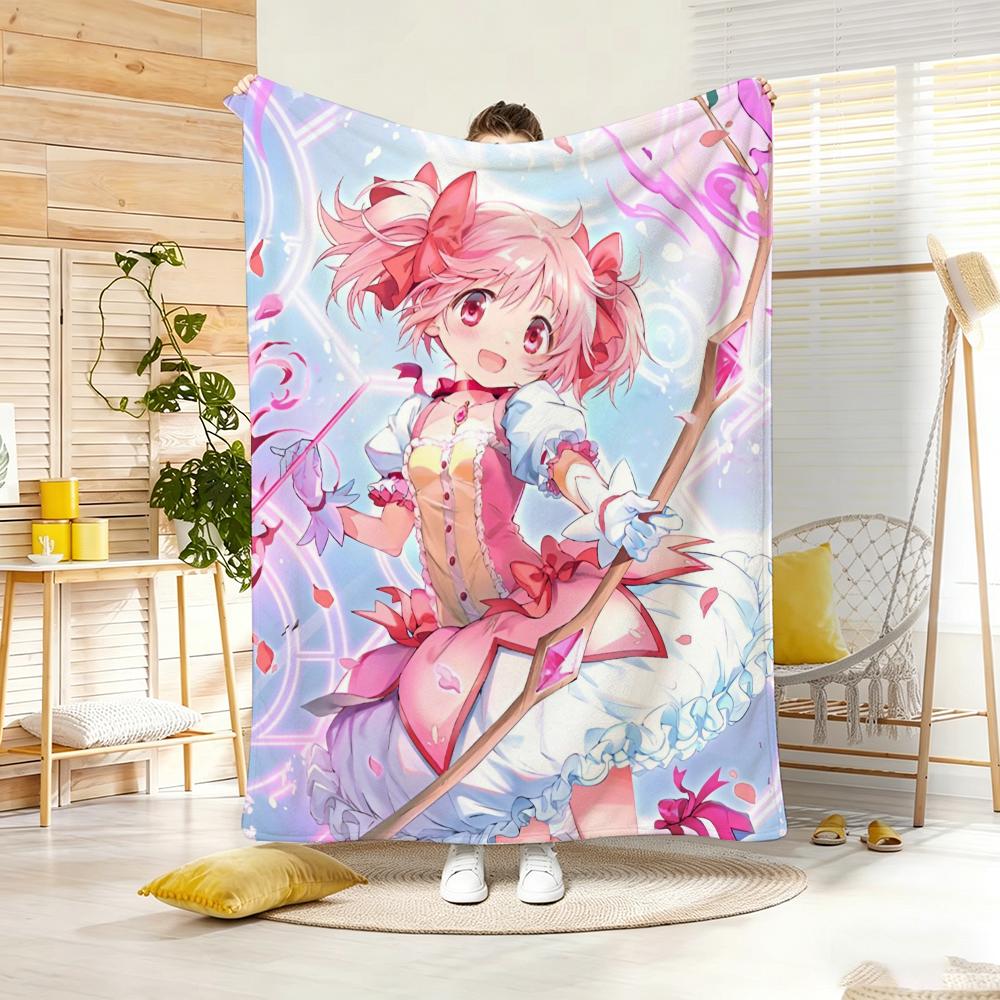 Dark Anime P-Puella Magi Madoka Magica Throw Lightweight 240G Flannel Blanket Soft Skin-Friendly For Summer Cooling