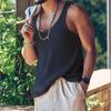 Men Summer Vest Sleeveless Solid Color Simple Style Knitted U Neck Sports Soft Pullover Men Tank Top Men Clothes