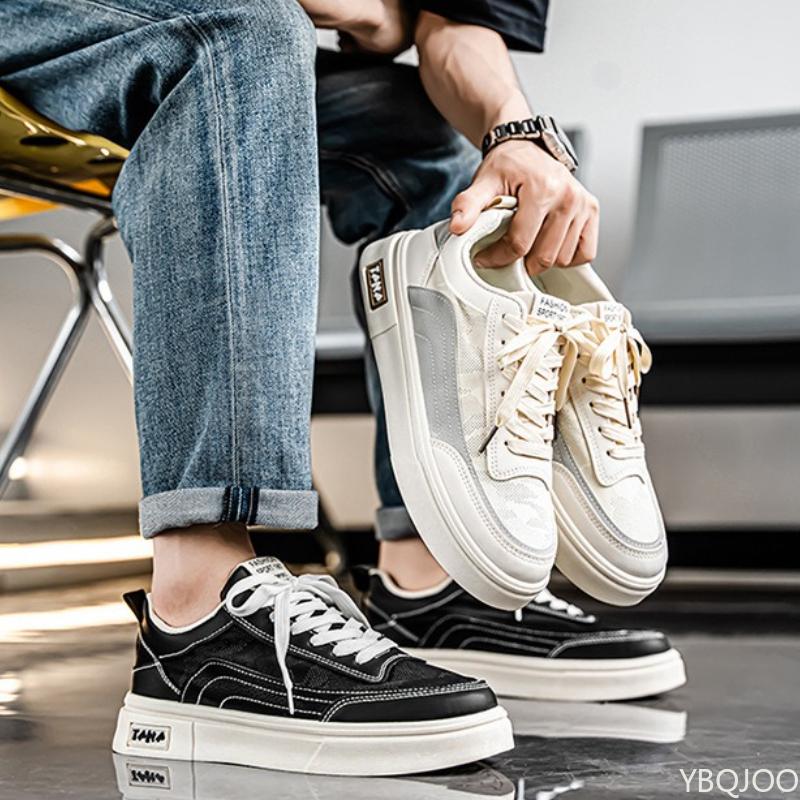 Fashion Summer Men's New Breathable Canvas Shoes Men's Trendy Versatile Thick Bottom Simple Comfortable Sports Leisure Board Shoes