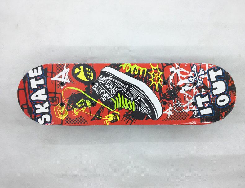 1705 Maple Double Rocker Children's Four-Wheel Skateboard with Cartoon Stickers, 43cm, Toddler Non-Slip.