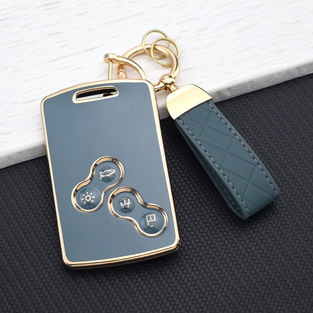 Car Key Case for Renault Clio Duster Sandero Captur Megane 2/3 Koleos - Anti-Scratch Protective Fob Premium TPU  Cover Key Chain