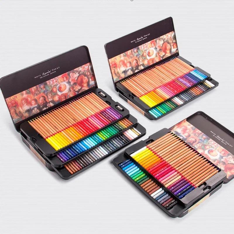 Colored Pencil Set Metal Case 36/48/72/100/120 Color Oil Pencils Student Artist Drawing Art Supplies