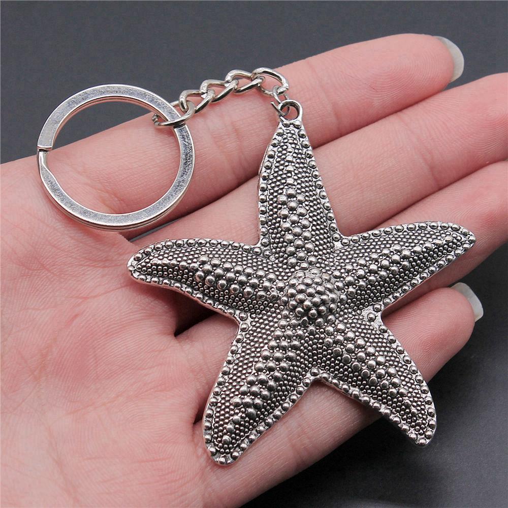 Starfish Shell Turtle Beach Ocean Keychain for Boys Trendy Boho Fathers Day Gift Classic Wallet Accessory