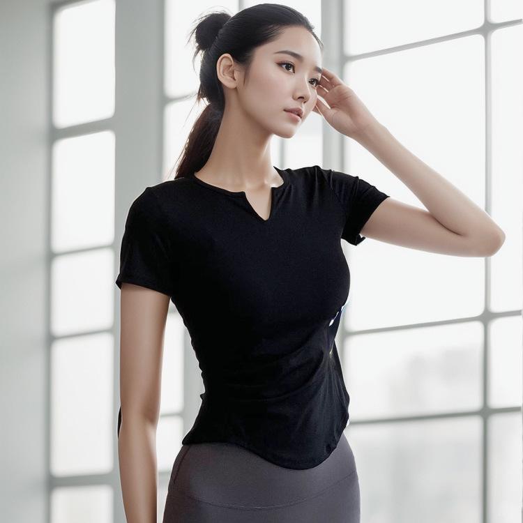 

Женские спортивные футболки с V-образным вырезом, быстросохнущие: Бег, Тренировки, Йога и Повседневная одежда 3XL (140-150 jin) чёрный