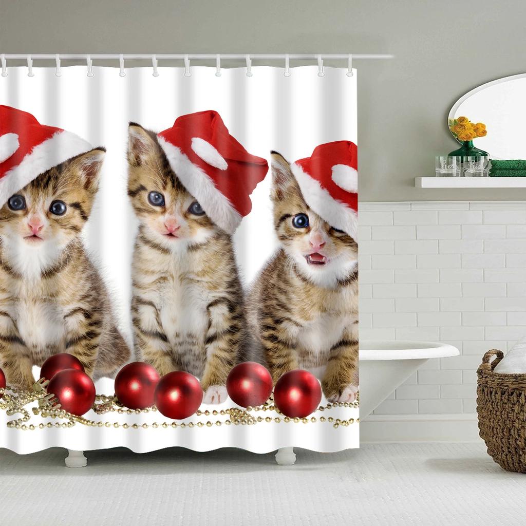 Waterproof Merry Christmas Bathroom Shower Curtains Snowman Santa Bell Elk Pattern Bath Curtain for Bathroom Home Decor