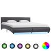VidaXL Bed Frame with LED Grey Faux Leather 160 X 200 Cm