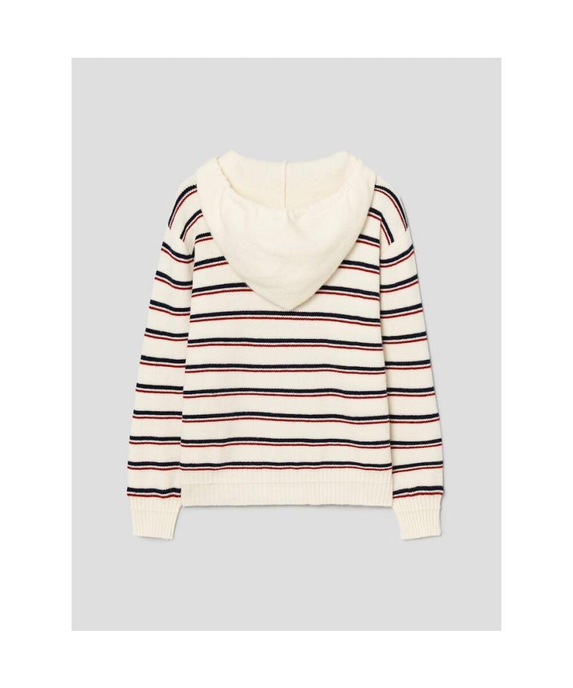 8SECONDS Striped Half-Zip Ivory