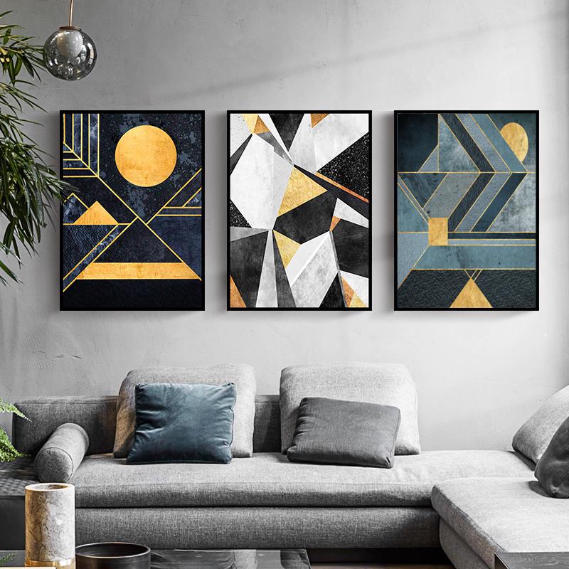 Luxus Geometrische Muster Leinwand Wand Kunstdruck Nordic Poster Abstrakte Malerei Dekorative Bild Moderne Wohnzimmer Dekoration